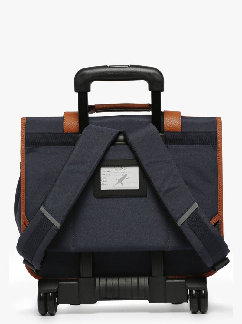 Cartable à roulettes 38cm Caméléon Vintage Urban avec 2 compartiments - CP/CE1/CE2 Bleu Marron Bleu - Kiabi