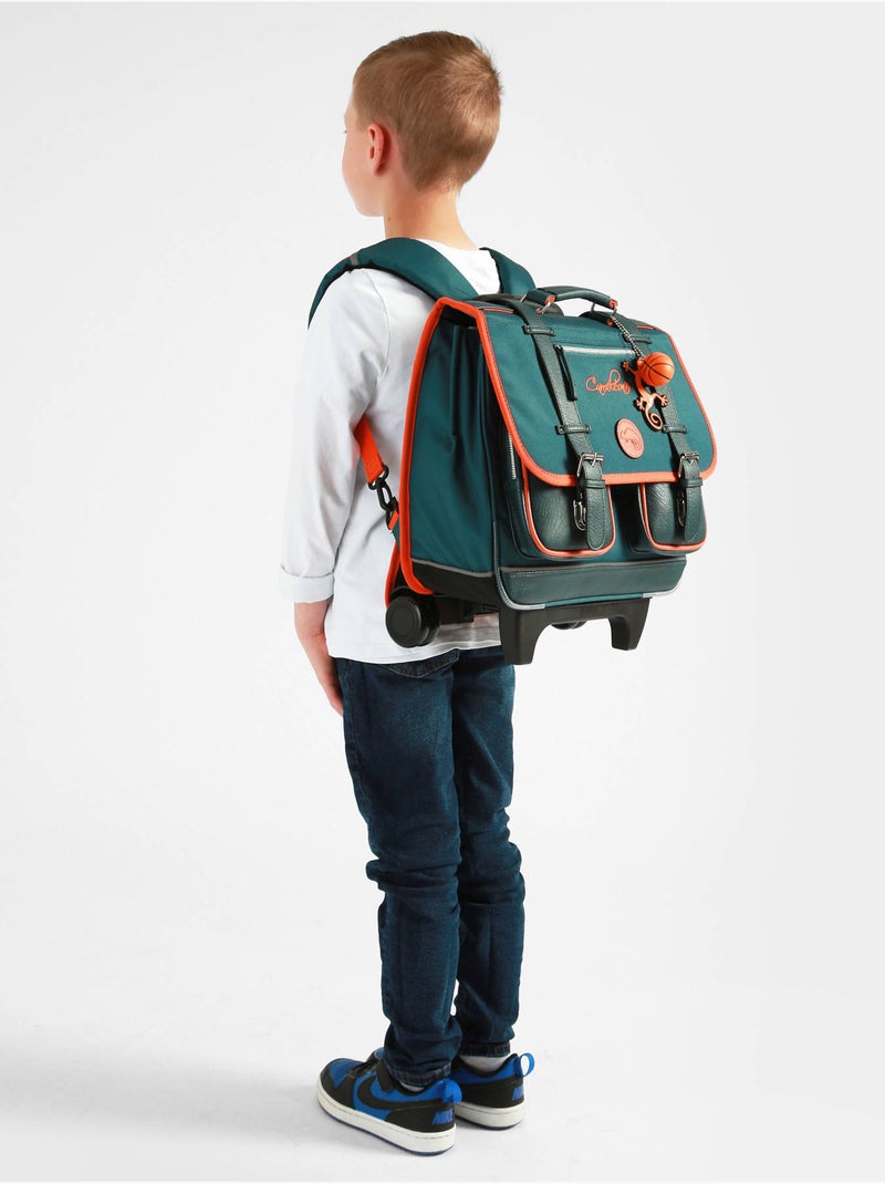 Cartable à roulettes 38cm Caméléon Vintage Urban avec 2 compartiments - CP/CE1/CE2 Bleu Orange - Kiabi