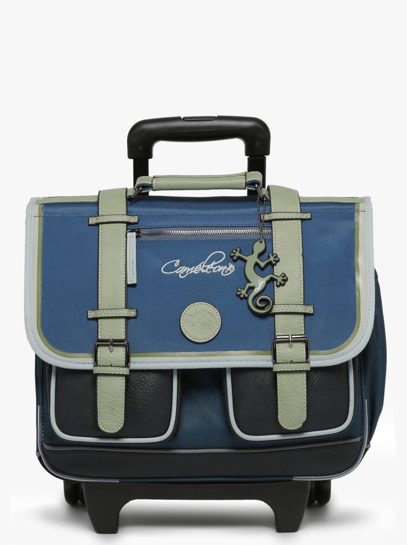 Cartable à roulettes 38cm Caméléon Vintage Urban avec 2 compartiments - CP/CE1/CE2 Bleu Vert Noir - Kiabi