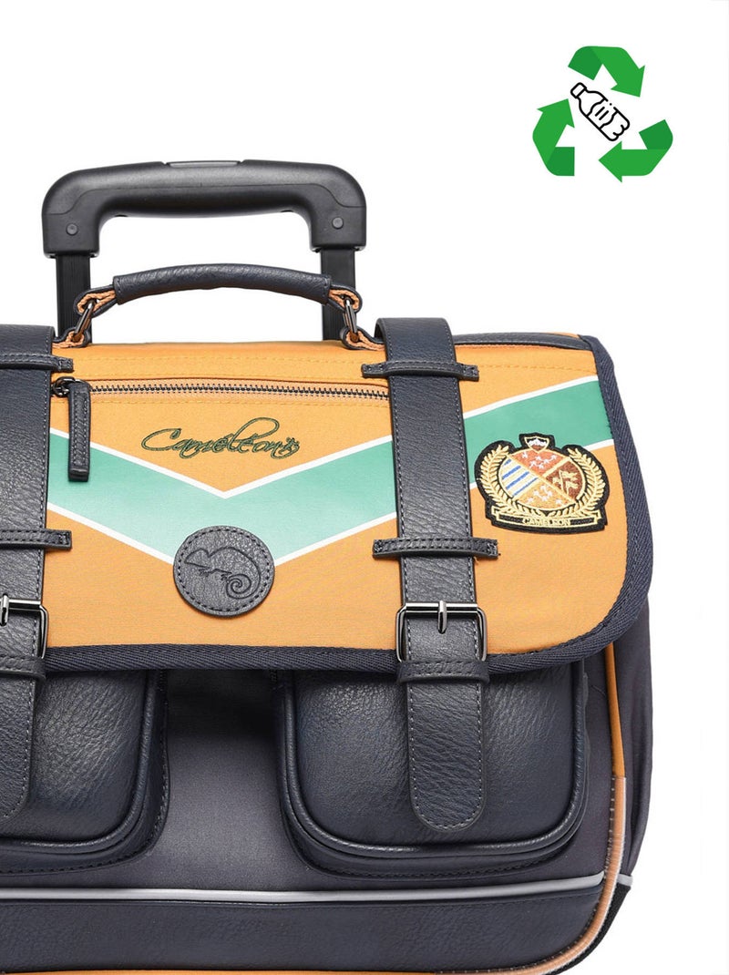 Cartable à roulettes 38cm Caméléon Vintage Urban avec 2 compartiments - CP/CE1/CE2 Gris Jaune Noir - Kiabi