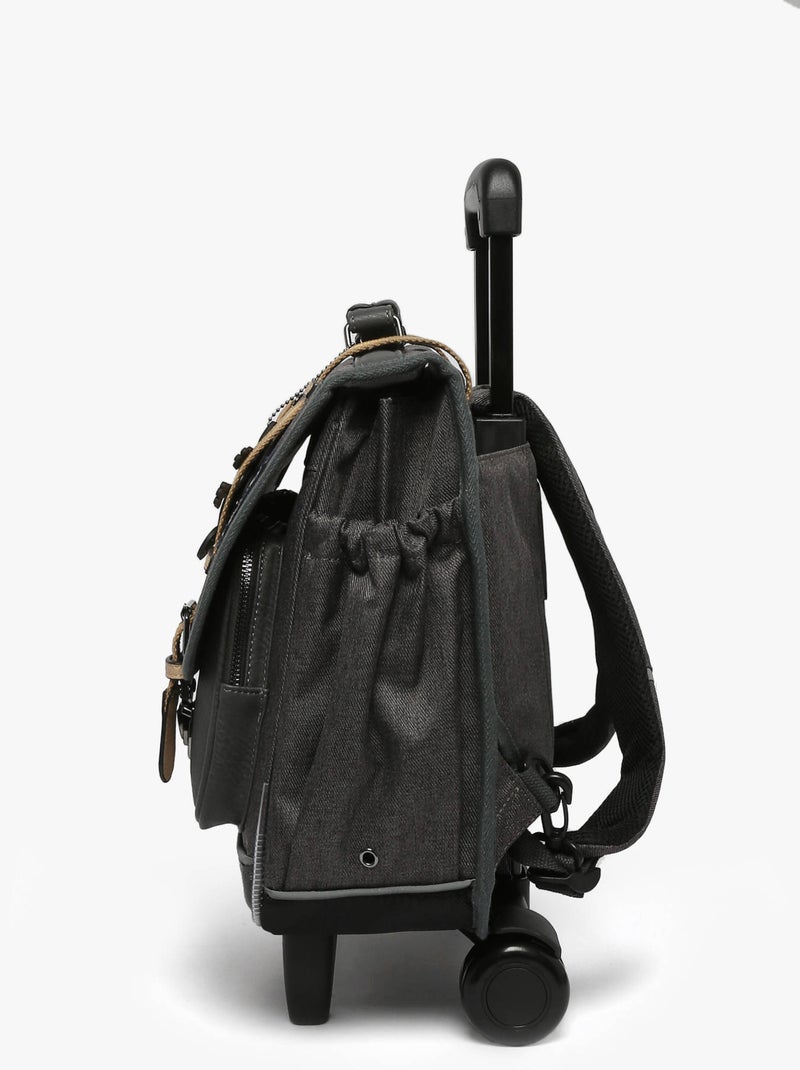 Cartable à roulettes 38cm Caméléon Vintage Urban avec 2 compartiments - CP/CE1/CE2 Gris Noir - Kiabi