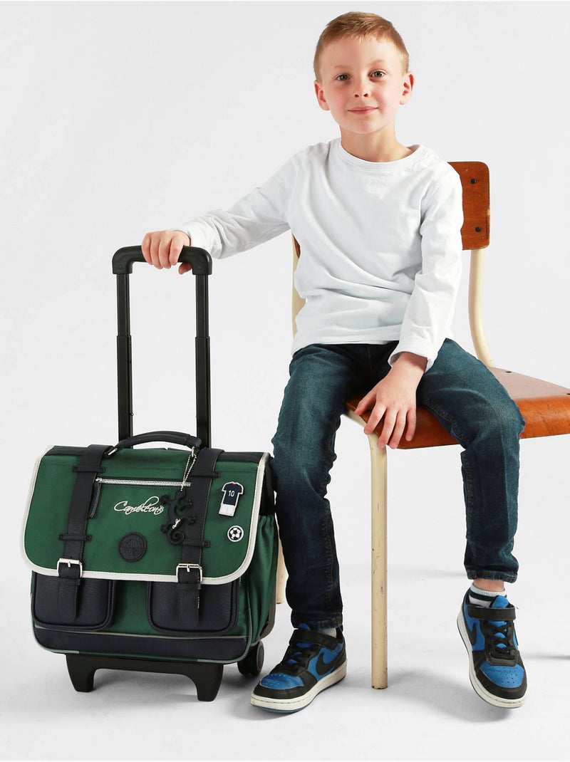 Cartable à roulettes 38cm Caméléon Vintage Urban avec 2 compartiments - CP/CE1/CE2 Vert bouteille - Kiabi