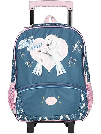 Cartable à roulettes 4 roues étoilé cheval 'Bella Sara' – 43 cm