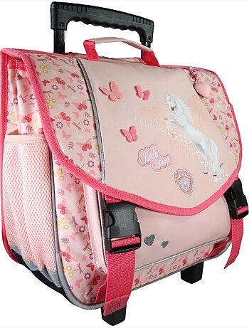 Cartable à roulettes fille 38 cm 2 compartiments BELLA SARRA rose
