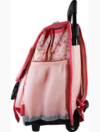 Cartable à roulettes fille 38 cm 2 compartiments BELLA SARRA rose