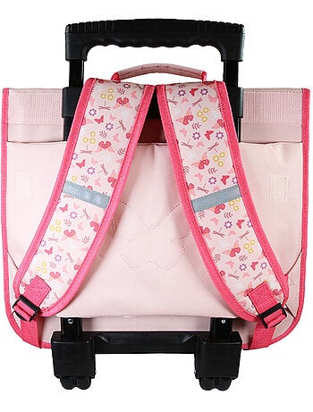 Cartable à roulettes fille 38 cm 2 compartiments BELLA SARRA rose