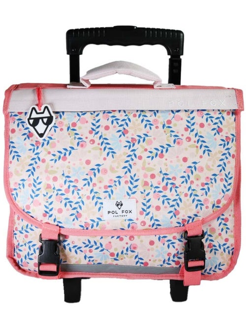 Cartable à roulettes fille 38 cm réversible 2 compartiments POL FOX Happy Blush rose motif fleur - Kiabi Cartable à roulettes fille 38 cm réversible 2 compartiments POL FOX Happy Blush rose motif fleur - Kiabi