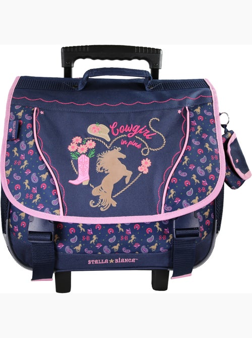 Cartable à roulettes fille 38 cm STALLA BIANCA Cow Girl bleu - Kiabi