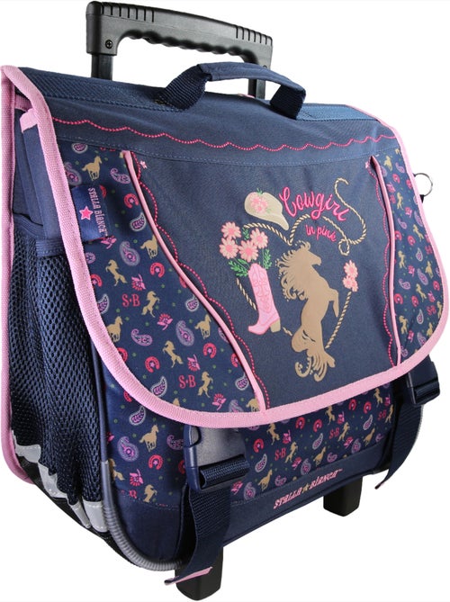 Cartable à roulettes fille 38 cm STALLA BIANCA Cow Girl bleu - Kiabi