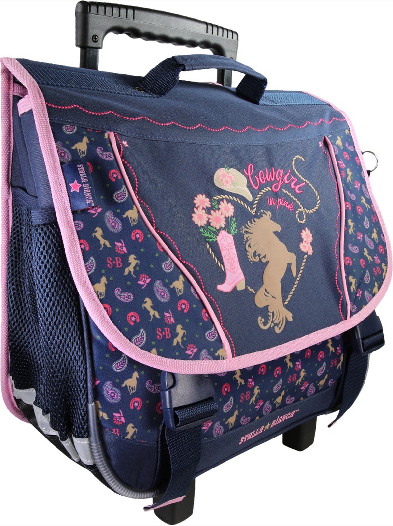 Cartable à roulettes fille 38 cm STALLA BIANCA Cow Girl bleu Bleu - Kiabi