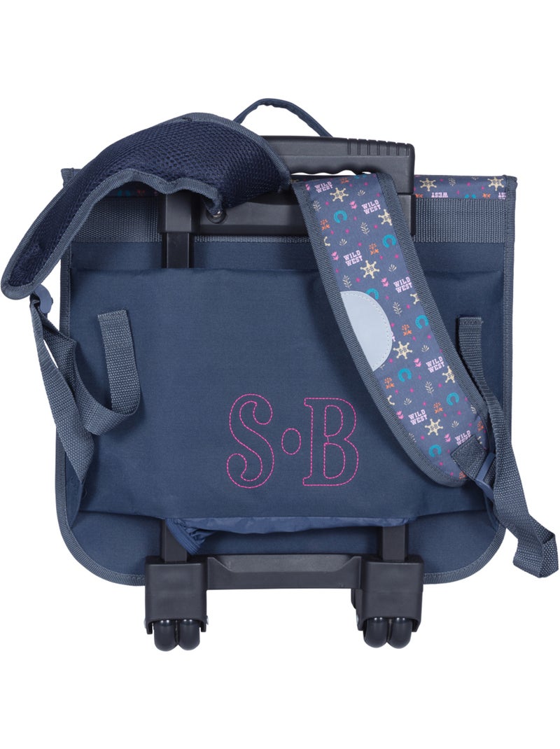 Cartable à roulettes fille 38 cm STALLA BIANCA Western bleu Bleu - Kiabi