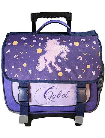 Cartable à roulettes fille Cybel 38 cm violet 2 compartiments primaire
