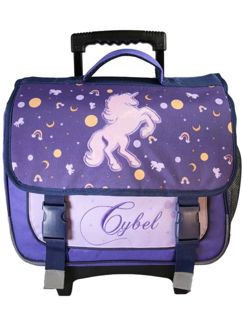Cartable à roulettes fille Cybel 38 cm violet 2 compartiments primaire - Kiabi