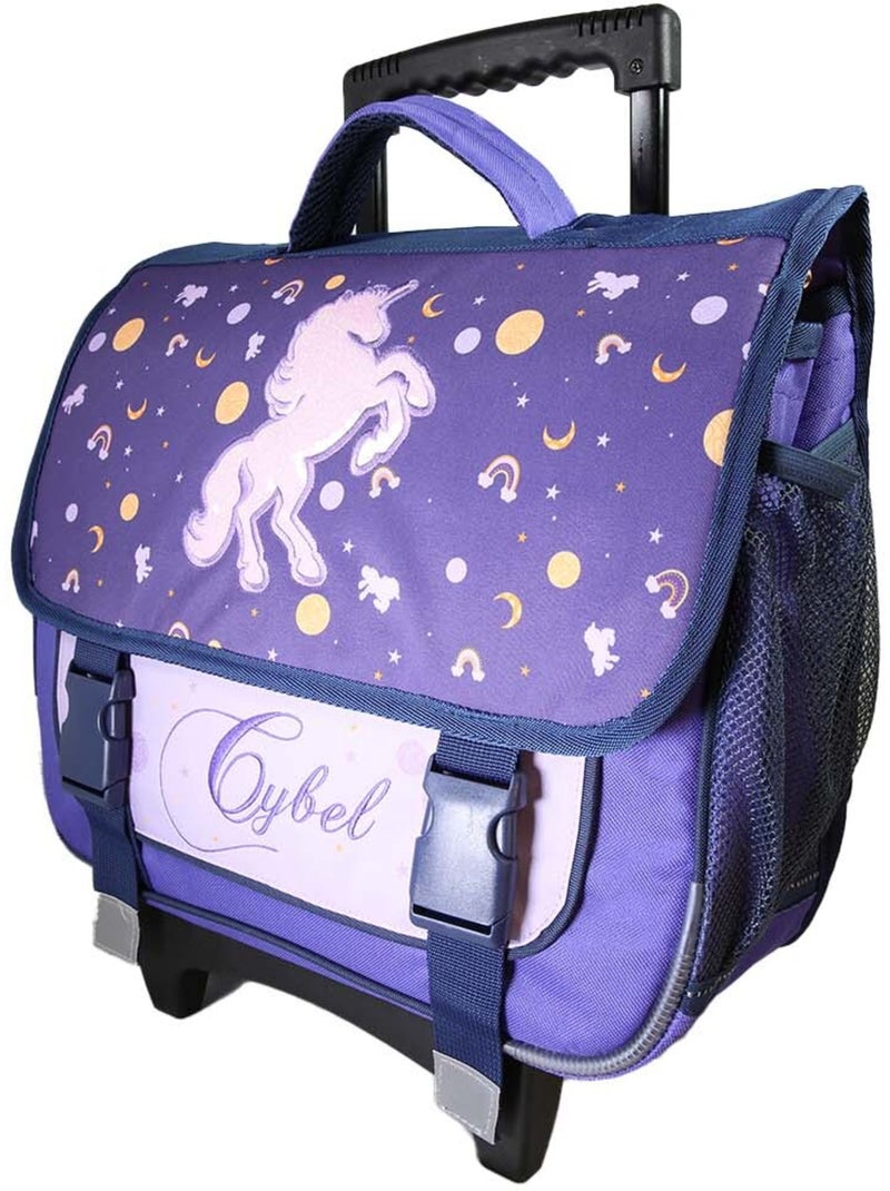 Cartable à roulettes fille Cybel 38 cm violet 2 compartiments primaire Multicolore - Kiabi