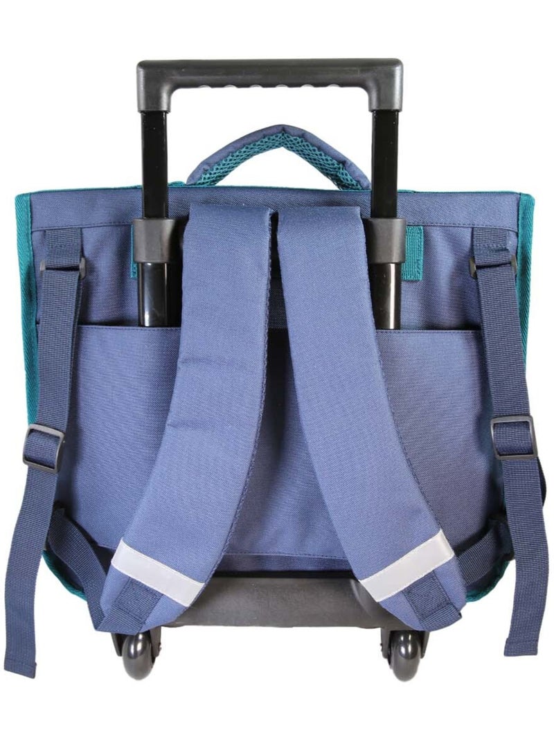 Cartable à roulettes fille Lili Lou 38 cm beige et bleu 2 compartiments Bleu marine - Kiabi