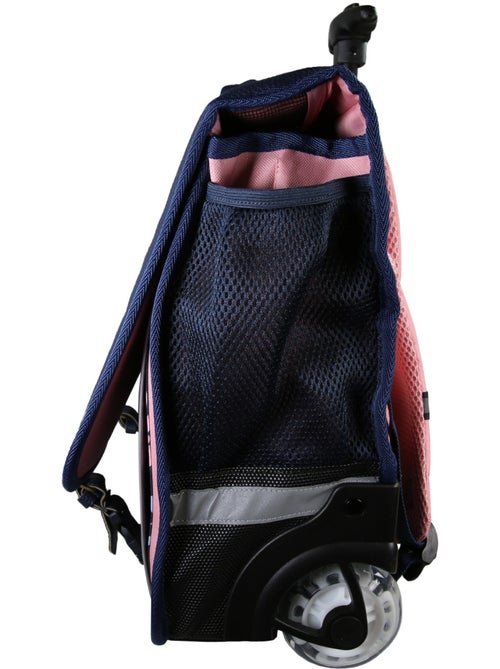 Cartable à roulettes fille Phileas Cygne 41 cm – 2 compartiments – Bleu et rose - Kiabi