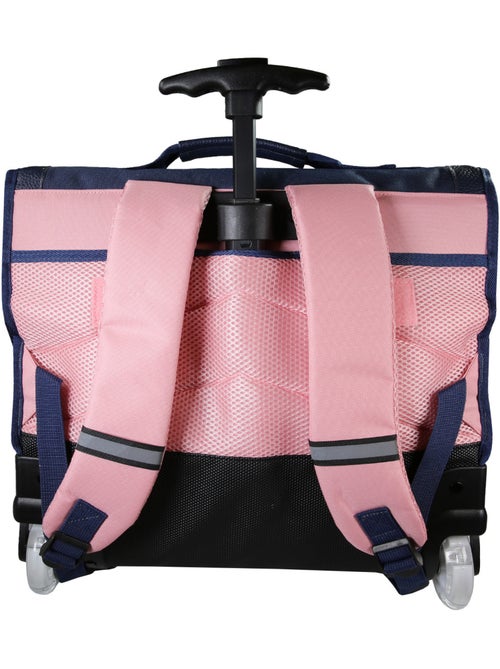 Cartable à roulettes fille Phileas Cygne 41 cm – 2 compartiments – Bleu et rose - Kiabi