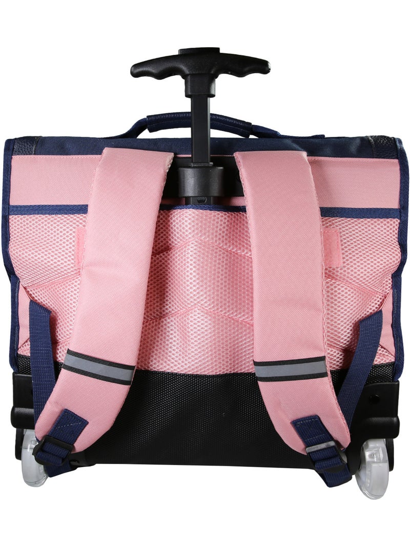 Cartable à roulettes fille Phileas Cygne 41 cm – 2 compartiments – Bleu et rose Bleu - Kiabi