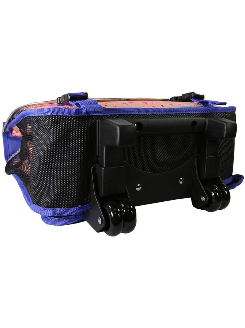 Cartable à roulettes fille POL FOX DREAM 38 cm réversible 2 compartiments rose chat et cœur Bleu marine - Kiabi