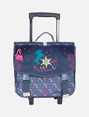 Cartable à roulettes fille STALLA BIANCA Western bleu