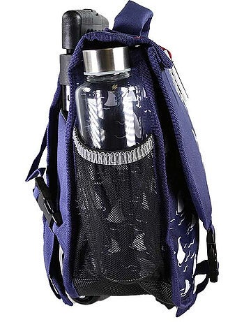 Cartable à roulettes garçon 38 cm réversible 2 compartiments POL FOX Shark bleu marine motif requin