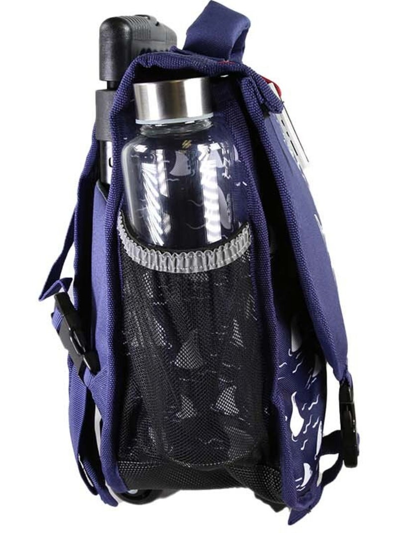Cartable à roulettes garçon 38 cm réversible 2 compartiments POL FOX Shark bleu marine motif requin Bleu marine - Kiabi