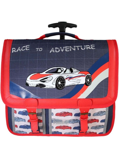 Cartable à roulettes garçon Phileas Voiture 41 cm – 2 compartiments – Bleu et rouge - Kiabi Cartable à roulettes garçon Phileas Voiture 41 cm – 2 compartiments – Bleu et rouge - Kiabi