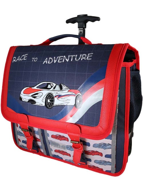 Cartable à roulettes garçon Phileas Voiture 41 cm – 2 compartiments – Bleu et rouge - Kiabi Cartable à roulettes garçon Phileas Voiture 41 cm – 2 compartiments – Bleu et rouge - Kiabi