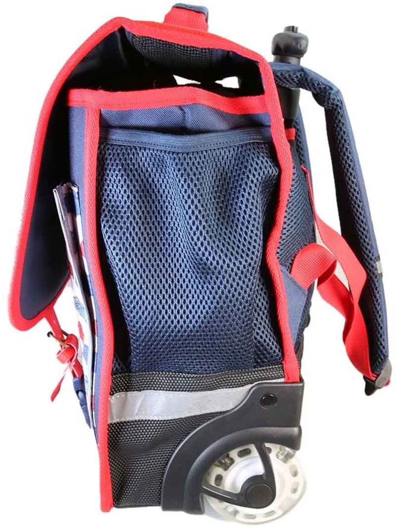 Cartable à roulettes garçon Phileas Voiture 41 cm – 2 compartiments – Bleu et rouge Bleu - Kiabi