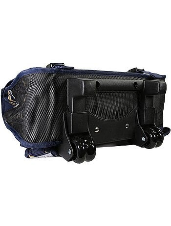 Cartable à roulettes garçon POL FOX LION 38 cm réversible 2 compartiments bleu marine motif lion