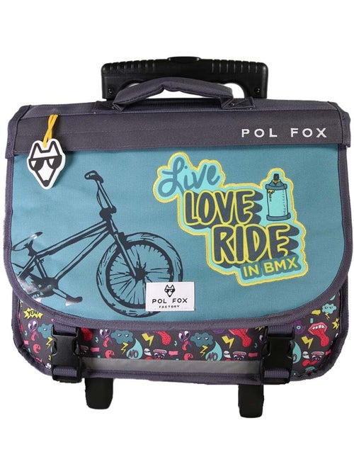 Cartable à roulettes garçon POL FOX RIDER 38 cm réversible 2 compartiments bleu et gris motifs fun - Kiabi Cartable à roulettes garçon POL FOX RIDER 38 cm réversible 2 compartiments bleu et gris motifs fun - Kiabi