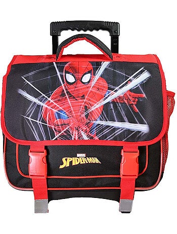 Cartable à roulettes garçon Spider-Man 38 cm rouge et noir 2 compartiments