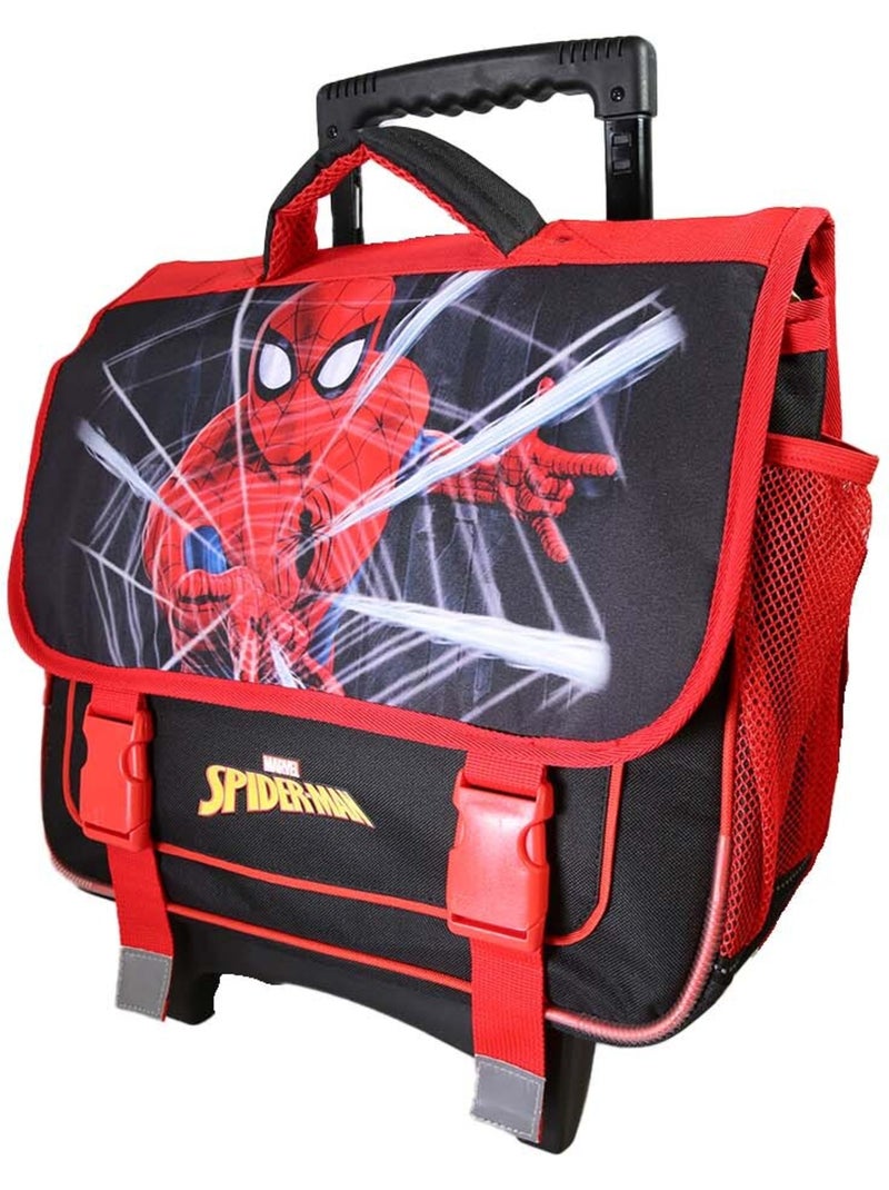 Cartable à roulettes garçon Spider-Man 38 cm rouge et noir 2 compartiments Multicolore - Kiabi
