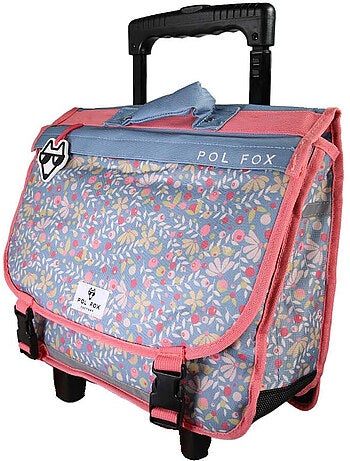 Cartable à roulettes POL FOX HAPPY JEAN fille 38 cm réversible bleu marine