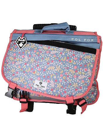 Cartable à roulettes POL FOX HAPPY JEAN fille 38 cm réversible bleu marine