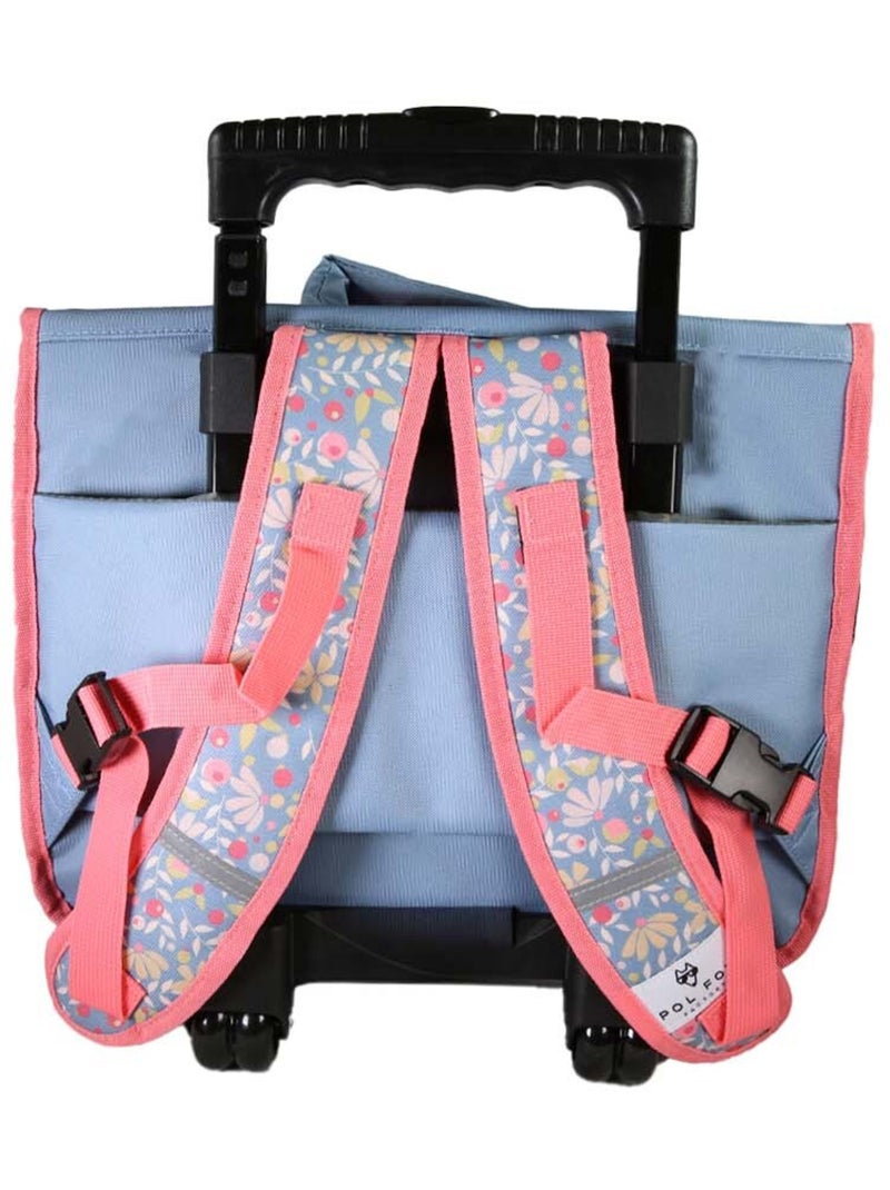 Cartable à roulettes POL FOX HAPPY JEAN fille 38 cm réversible bleu marine Multicolore - Kiabi