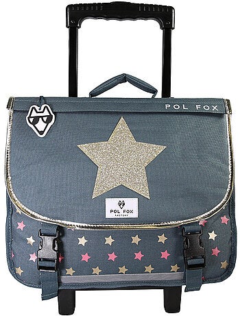 Cartable à roulettes POL FOX Wonder Fox Glitter 38 cm rose et gris