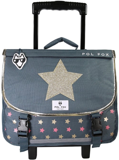 Cartable à roulettes POL FOX Wonder Fox Glitter 38 cm rose et gris - Kiabi