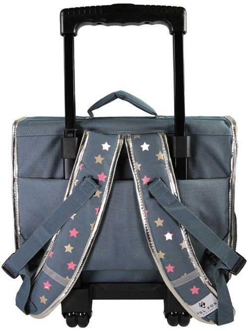 Cartable à roulettes POL FOX Wonder Fox Glitter 38 cm rose et gris - Kiabi