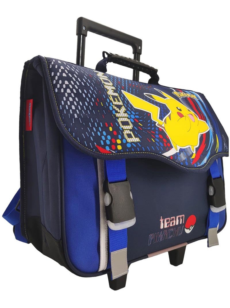 Cartable à roulettes polyester Team Pikachu Pokemon Bleu marine - Kiabi