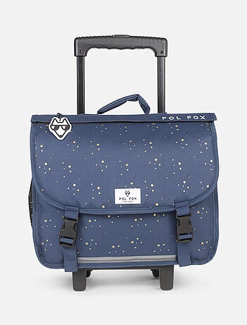 Cartable à roulettes réversible 38 cm POL FOX STAR BLUE bleu marine motif étoiles