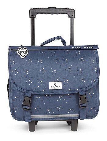 Cartable à roulettes réversible 38 cm POL FOX STAR BLUE bleu marine motif étoiles