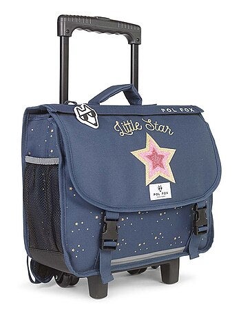 Cartable à roulettes réversible 38 cm POL FOX STAR BLUE bleu marine motif étoiles