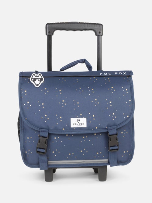 Cartable à roulettes réversible 38 cm POL FOX STAR BLUE bleu marine motif étoiles - Kiabi