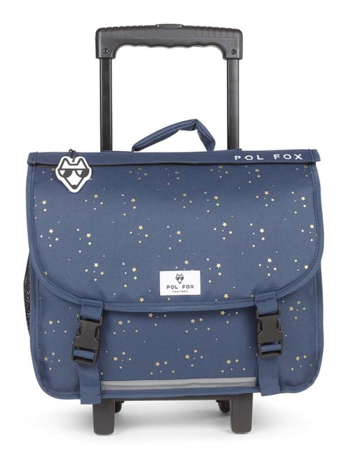 Cartable à roulettes réversible 38 cm POL FOX STAR BLUE bleu marine motif étoiles - Kiabi