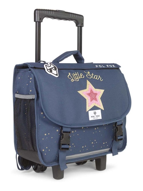 Cartable à roulettes réversible 38 cm POL FOX STAR BLUE bleu marine motif étoiles - Kiabi
