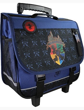 Cartable à roulettes scolaire primaire 38 cm 2 compartiments HARRY POTTER bleu noir