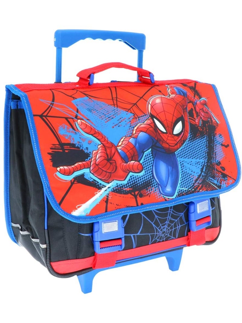 Cartable à roulettes Spiderman avec rabat PVC imprimé brillant Bleu Rouge Noir - Kiabi