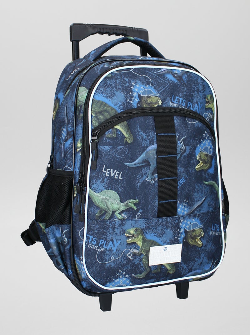 Cartable 'dinosaures' avec roulettes bleu - Kiabi
