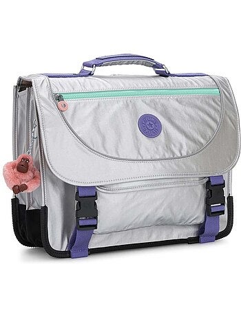 Cartable enfant Kipling Preppy Gris Brillant 41 CM + House de protection fluo